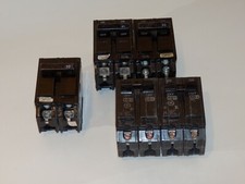 Lot of 5 - General Electric GE THQL 20 Amp 50 Amp 60 Amp 2 Pole Circuit Breakers