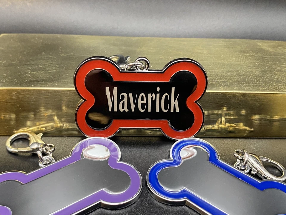 CUSTOM ENGRAVED PERSONALIZED PET TAG ID DOG CAT NAME TAGS DOUBLE SIDE 7 Colors - Image 2 of 4