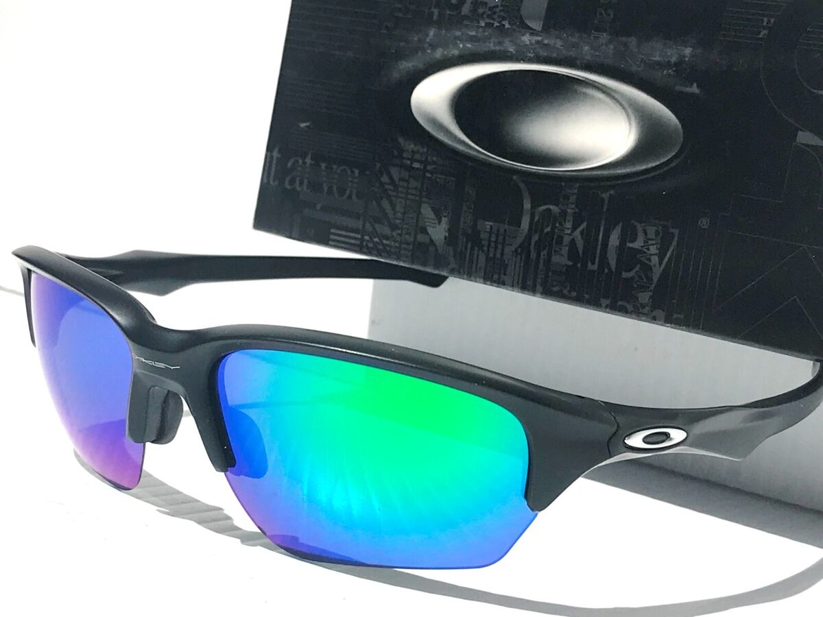 NEW Oakley FLAK BETA Matte Black POLARIZED Galaxy Jade Iridium Sunglass 9363