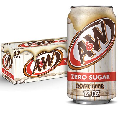 A&W Zero Sugar Caffeine Free Root Beer 12 pack Free Shipping