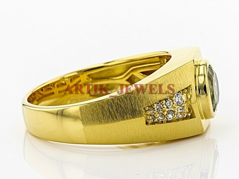Natural Aquamarine Gemstone with Gold Plated 925 Sterling Silver Men's Ring 2950 Świetna jakość, bardzo popularna