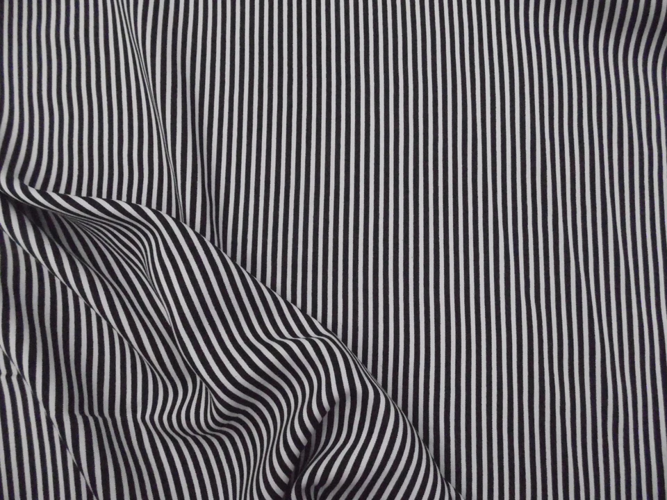 PAYLESS FABRIC Discount Fabric Challis Rayon Apparel Striped Black White F30