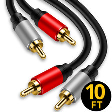 2RCA to 2RCA Cable 10Ft, Gold-Plated 2 RCA Male to 2 RCA Male Stereo Audio Cable