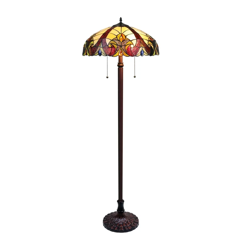 Floor Lamp Tiffany Style Stained Glass with Victorian Design Shade - Image 2 of 4