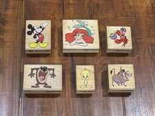 Lot of 6 Disney Mickey Mouse Ariel Looney Tunes Themed Stampede Rubber Stamps