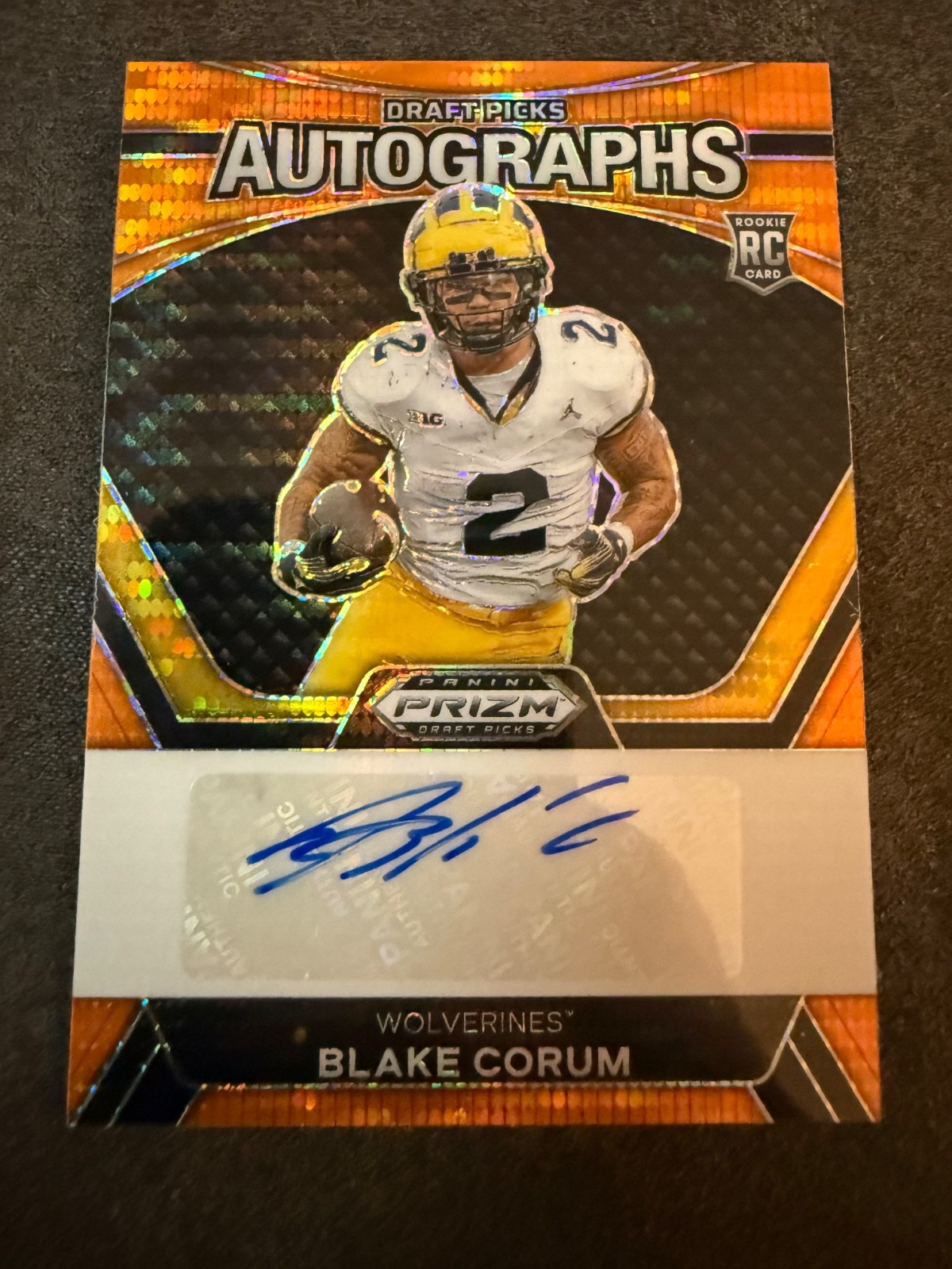 2024 Panini Prizm Draft Picks Autographs Orange Pulsar Blake Corum #DPA-BCM /49
