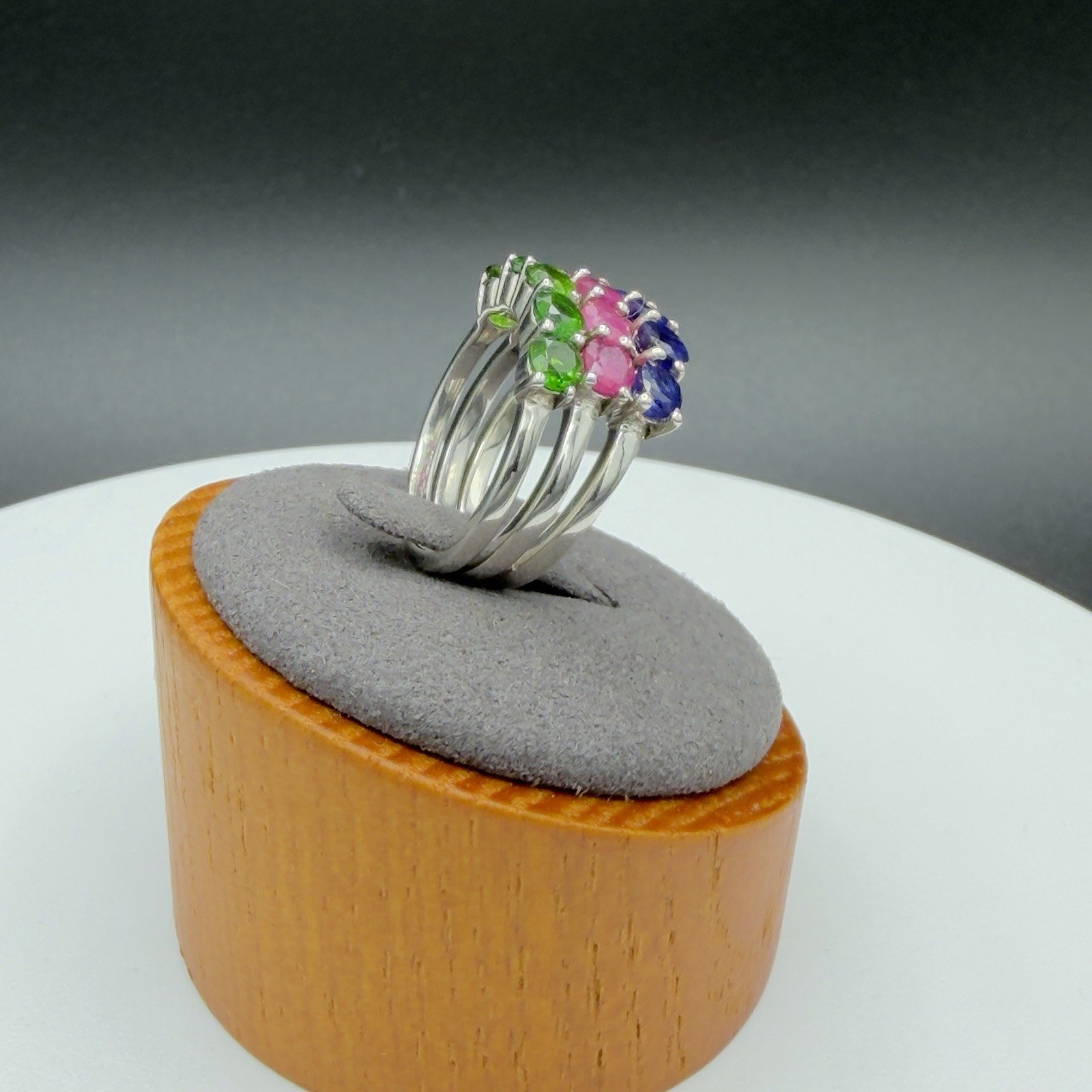 Sterling Silver Stackable Ring Set Lab Created Ru… - image 3