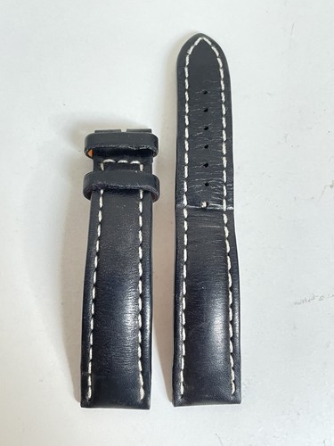Original 20-18 Breitling Leather Strap 428XL Black With White Stitching - Picture 3 of 10