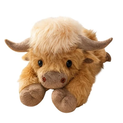 MARKENLOS Highland Cow Plüschkissen, gewichtetes Stofftier mit Heizkissen, warmes Geschen