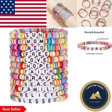 Adjustable Heishi Bead Bracelets - Stackable 12pcs for Fun Summer Looks
