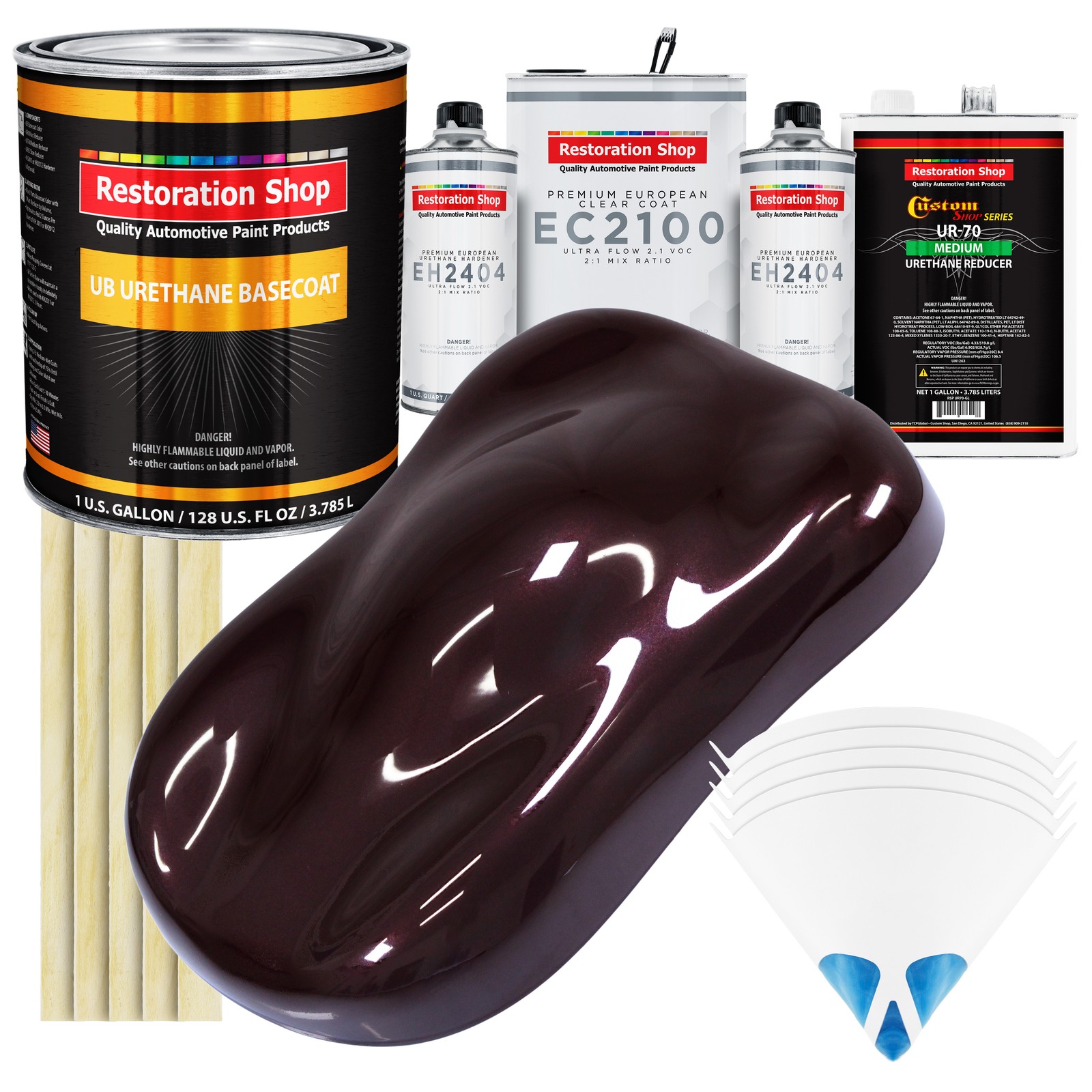 Black Cherry Pearl Auto Paint Urethane Basecoat Gallon Kit & European Clear Coat
