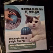 PetnPurr Cat Grooming Brush and Pet Massager White, Model PP-CCTS-BRSH