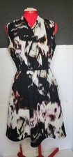 Simply Vera Vera Wang Fit & Flare Chiffon Abstract V-Neck Sleeveless Dress M H21