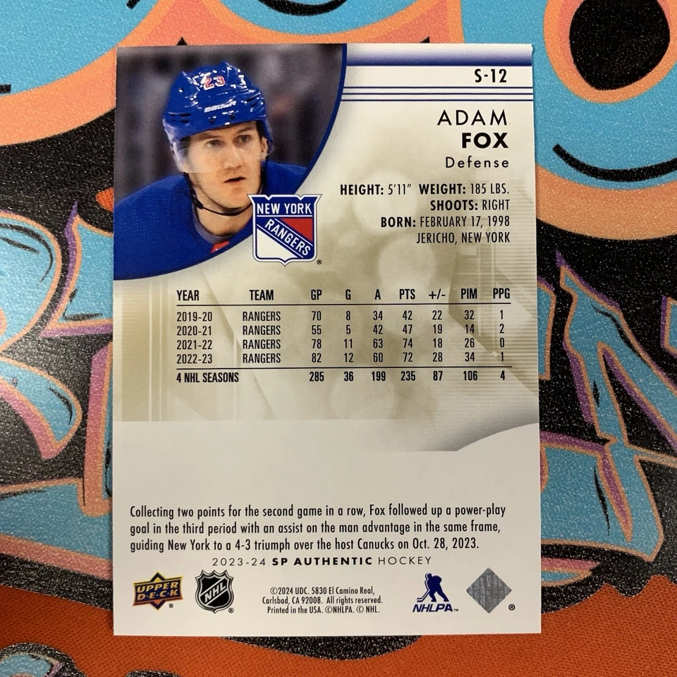 2023-24 SP Authentic Spectrum FX Adam Fox S-12 Gold 50/50 - Image 2 of 2