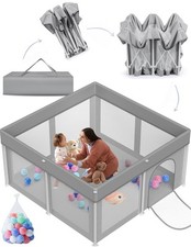 Foldable Baby Playpen 50" 50", Playard for Babies and 50"X50", Grey