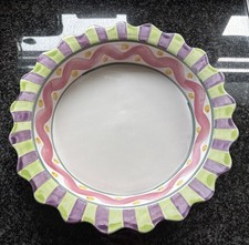 Mackenzie Childs Round Piccadilly Pie Baking Dish Hand Painted 12  