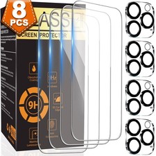 4-Pack Tempered Glass Screen Protector Clear For iPhone 16 15 14 13 12 Pro Max