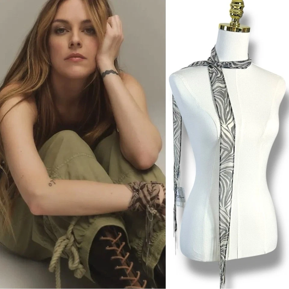 Free People Chan Lu 数字沙漠条纹紧身围巾蛋壳波西米亚垃圾 — 第 2/4 张图片