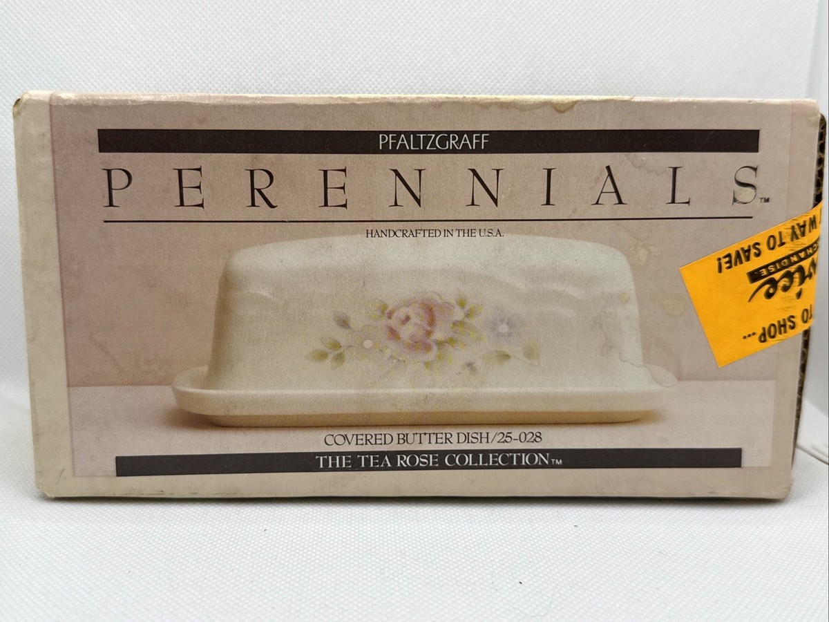 Pfaltzgraff Perennials Tea Rose Collection Covered Butter Dish 25