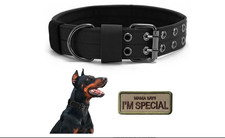 Military Tactical Dog Collar Adjustable Nylon Training Heavy Duty L Black