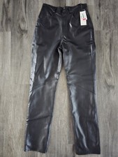 Vintage Vakko Sport New Size 8 Black Leather Pants Straight Leg