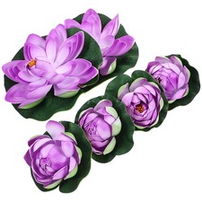 6pcs Artificial Floating Foam Lotus with Water Lily Pad, Decor Floating Pool ...