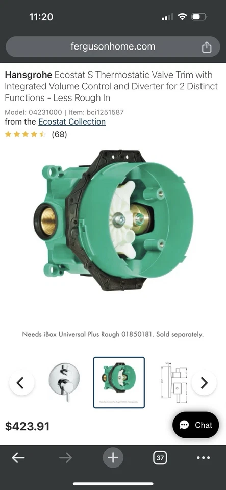 Guarnição termostática Hansgrohe Ecostat S com controle de volume e desviador - Cromado - Imagem 4 de 4