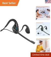 Bluetooth 5.3 Open-Ear Headset with Adjustable Noise-Canceling Mic   10 Hour Use