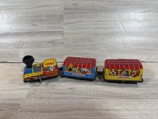 Vintage Japanese tin lithograph wind-up animal Choo Choo train set