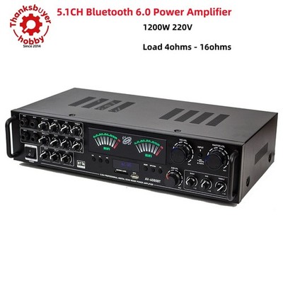 AV-6080BT 5.1CH Bluetooth6.0 Power Amplifier 1200W w/ Independent Subwoofer 220V