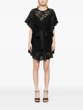 Zimmermann NWT Black Crush Lace Frill Tunic Top Mini Dress Size 2P