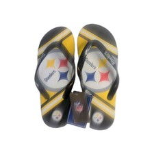 NFL Pittsburgh Steelers Flip Flop Sandals Womens Black Yellow New XS 5-6 