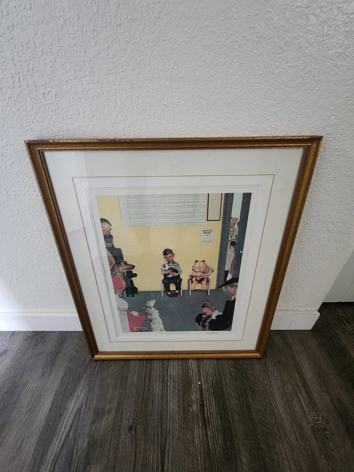 Norman Rockwell GARFIELD "El Veterinario" FIRMADO Jim Davis Y Numerado 1649 Foto 3 de 4