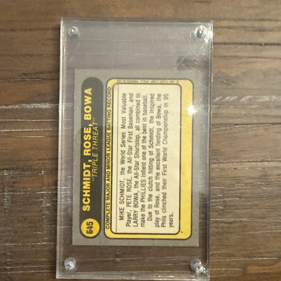 1981 Fleer Phillies Triple Threat — как новая — с автографом Ларри Боуа - Изображение 2 из 2