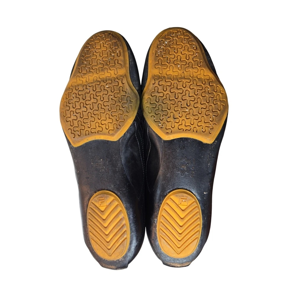 VINTAGE FILA Viceversa Women's 10 Black Leather Slip On Loafers Made Italy Y2K - Image 4 of 4