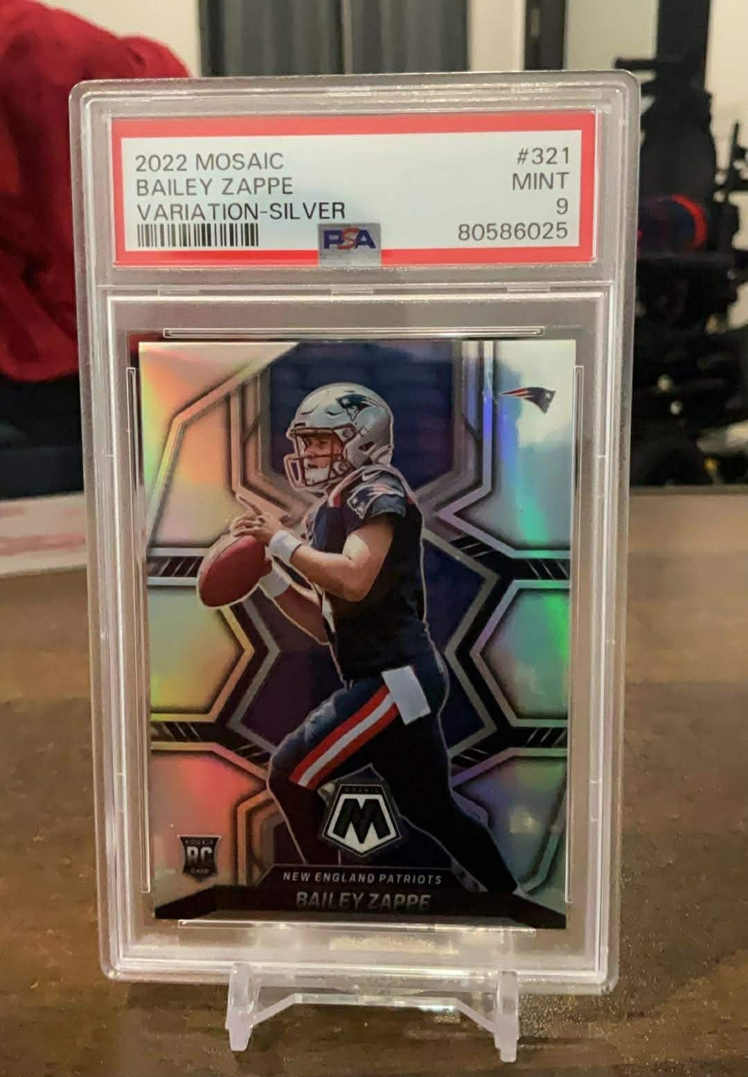 Bailey Zappe 2022 Panini Mosaic Rookie Variations Silver #321 RC Patriots Psa 9