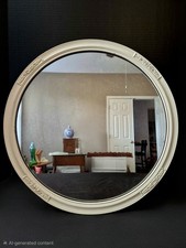 Vintage Cream Floral Round Wall Mirror 22 Ornate Painted Frame Vintage Cream Floral Round Wall Mirror 22 Ornate Painted Frame