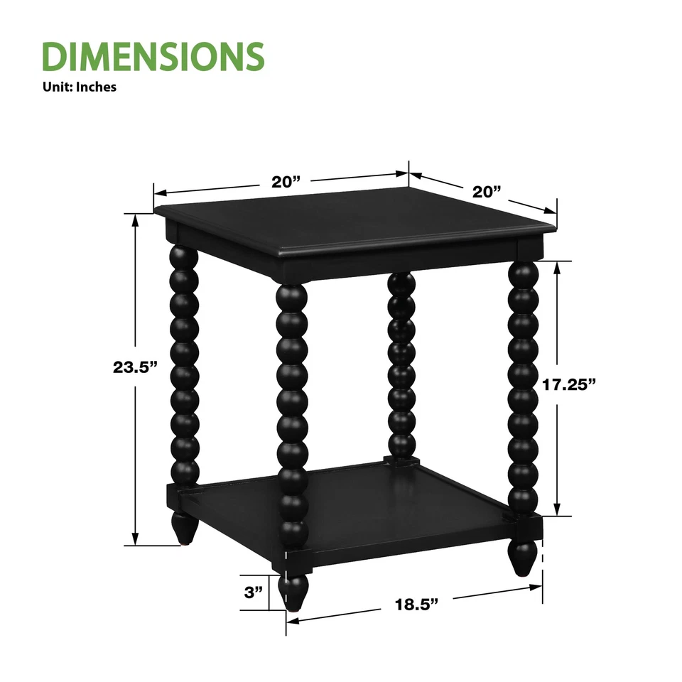 Mesa estilo cabaña Elise con patas de husillo, estante de almacenamiento abierto, mesa auxiliar, B... Foto 2 de 4