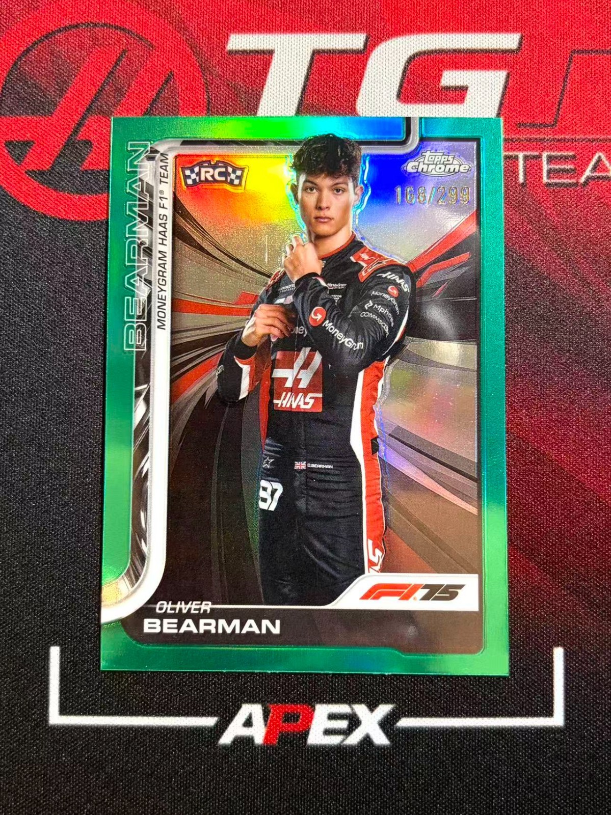 OLIVER BEARMAN RC 2025 Topps Chrome F1 #14 Portrait Teal Refractor 168/299