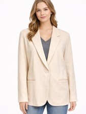 Vintage Requirements Cream Single-Button Notch Lapel Blazer L Large