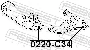 BALL JOINT 0220-C34 FOR NISSAN KA24DE 2.4L /TSR20DESR20DET 2.0L 4cyl SILVIA 2.5L - Image 3 of 4