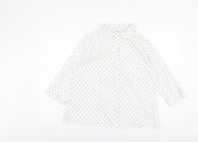 Damen UK Größe L Adini weiß Basic Knopfleiste