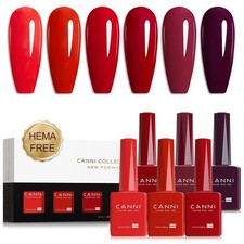 CANNI Red Gel Nail Polish Set – 6 Colors 9ML Classic Dark Red, Burgundy – So