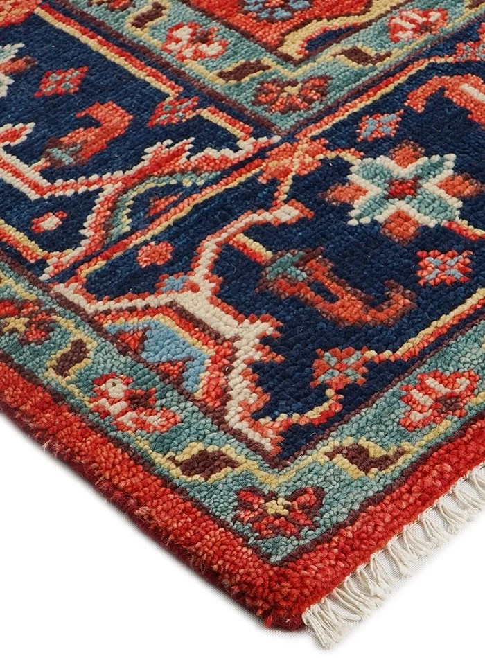 Hank Woven Folk Cherry Red Traditional Inspired Hand-Knotted Soft Wool Area Rug - Image 3 of 4