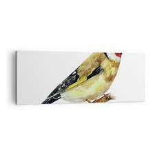 Quadro su Tela 140x50cm Cardellino uccello acquerello Stampe Immagini Murale