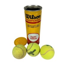 Vintage Wilson Championship Optic Yellow Felt Tennis Balls with Metal Tin