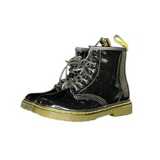 Dr. Martens Kid's 1460 Youth Side Zip Patent Leather Lace Up Boots Size 9 Black