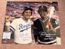 George Brett Rod Carew Dual Signed 16x20 Photo Beckett Auth🔥HOF/Hits Inscribed