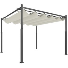 Outsunny 3 x 3(m) Pergola with Retractable Roof, 80mm Metal Column, White