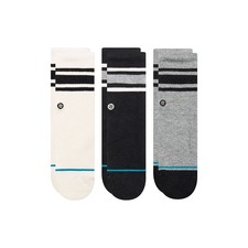 Stance Baby 3 Pk Black Grey Crew Cotton Cushion Stripe Boyd Sock Set Sz 6-12 MO